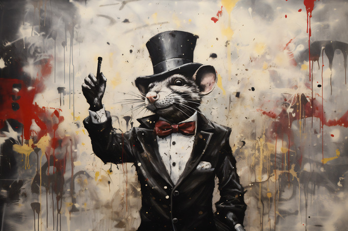 Eine maus im raumanzug, inspiriert von banksy