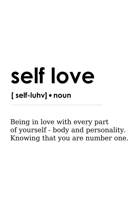 Typografische grafik mit der definition von selbstliebe
