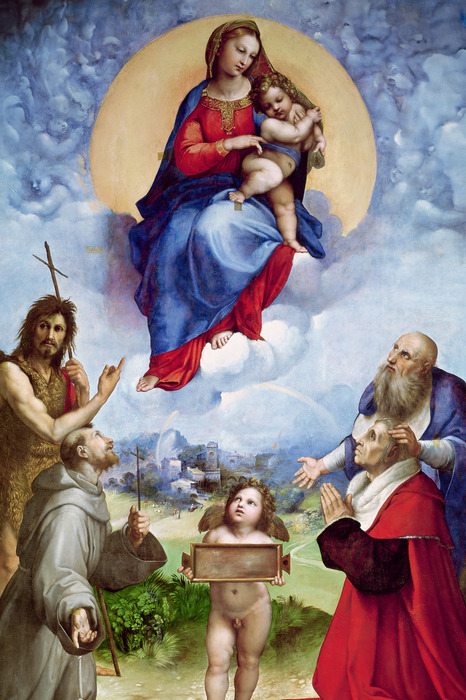 Madonna di foligno vom italienischen künstler raphael