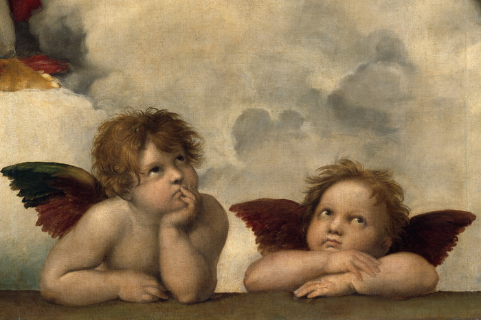 Engel aus raffaels gemälde der sixtinischen madonna