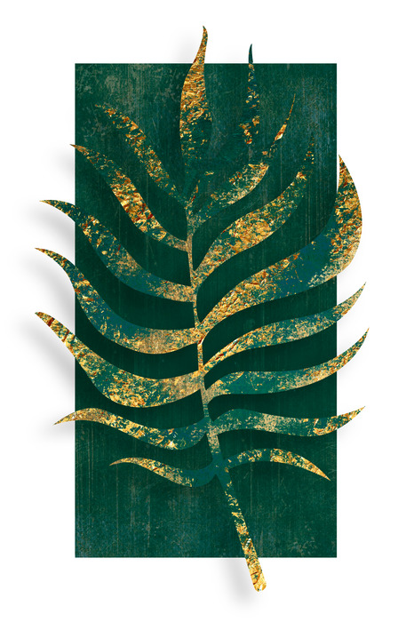 Ein blatt auf grünem hintergrund im skandinavischen stil