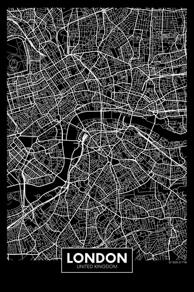Dark map of london (1 part) vertical