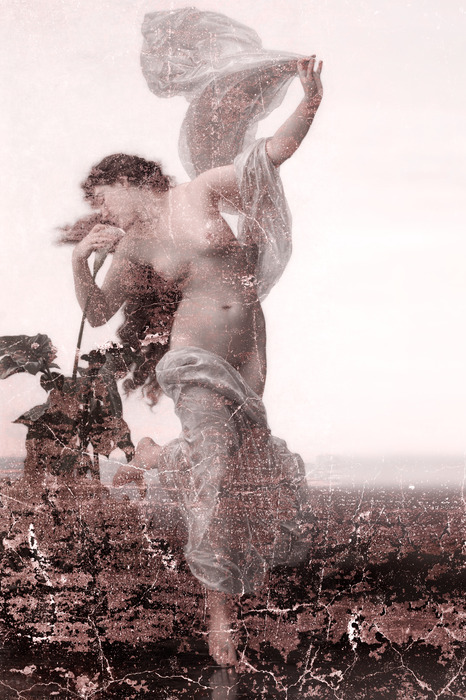 Weiblicher akt in weichem retro-stoff