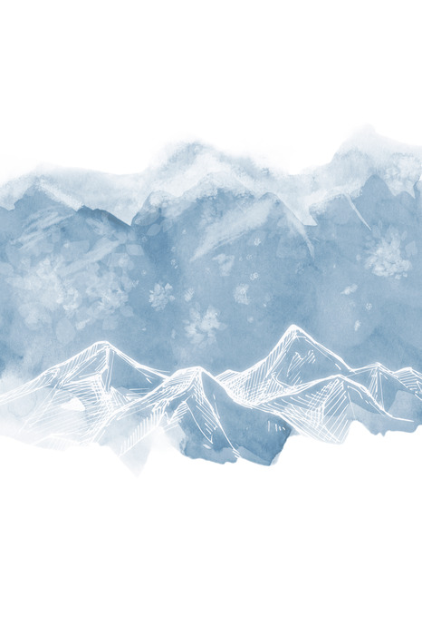 Minimalistische blaue berglandschaft