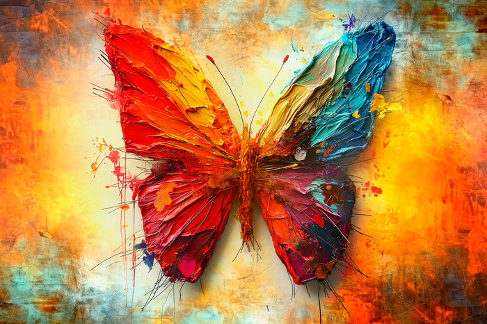 Farbenfroher, künstlerischer schmetterling