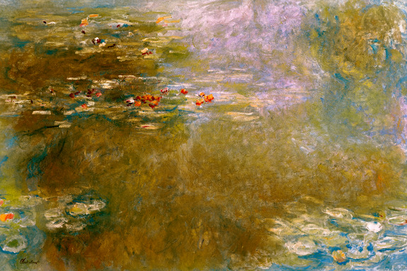 Ein ruhiger teich mit seerosen in claude monets vision