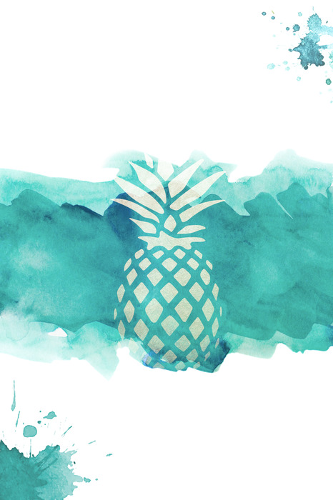 Ananas auf türkisfarbenem aquarellhintergrund