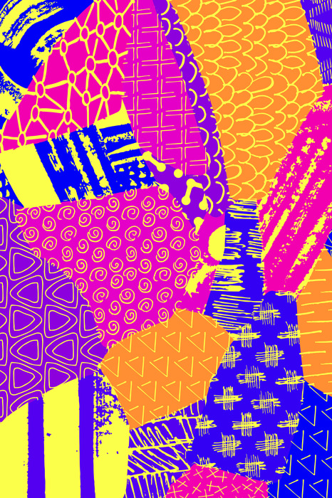 Abstraktes patchwork-motiv in intensiven farben