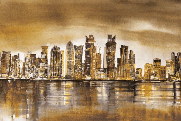 Ein malerischer blick auf die stadt mit ihren wolkenkratzern