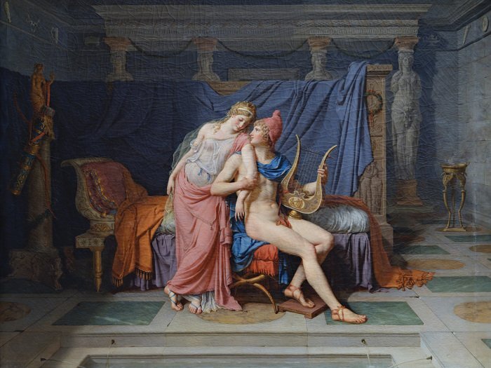 Frau und mann mit einer leier