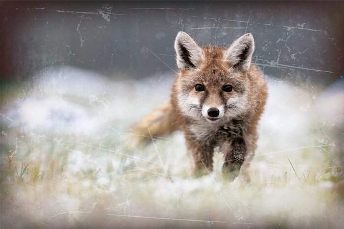Ein fuchs auf der morgenwiese