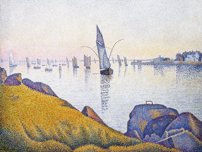 Eine malerische szene mit segelbooten auf dem weiten meer