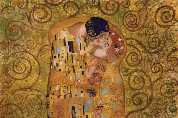 Eine künstlerische neuinterpretation von klimts „der kuss“