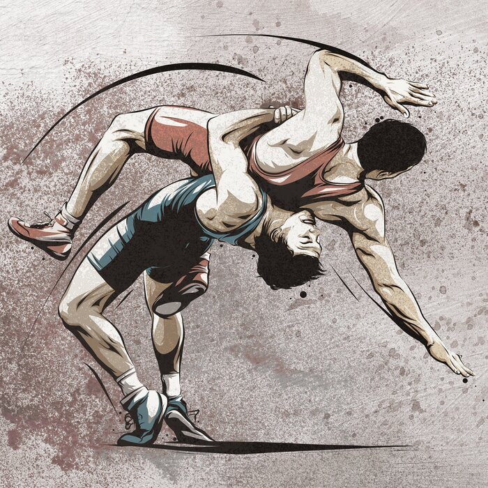 Ein dynamischer kampf der wrestler