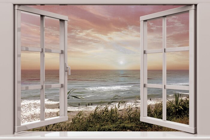 Abends freier blick auf strand und wellen.