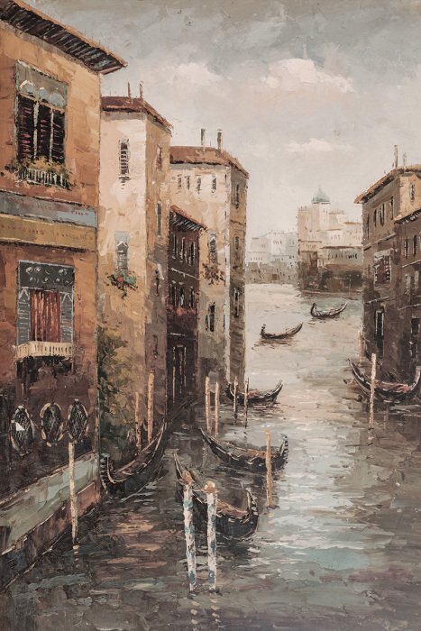 Ein malerischer venezianischer kanal mit gondeln