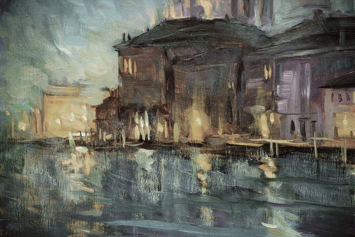 Venezianische gebäude in malerischer umgebung