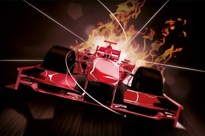 Roter rennwagen in aktion, sportdynamik
