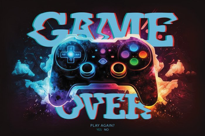 Ein mit leuchtenden neonakzenten verziertes gamepad