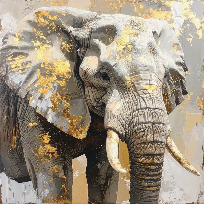 Majestätischer elefant mit goldenem schmuck