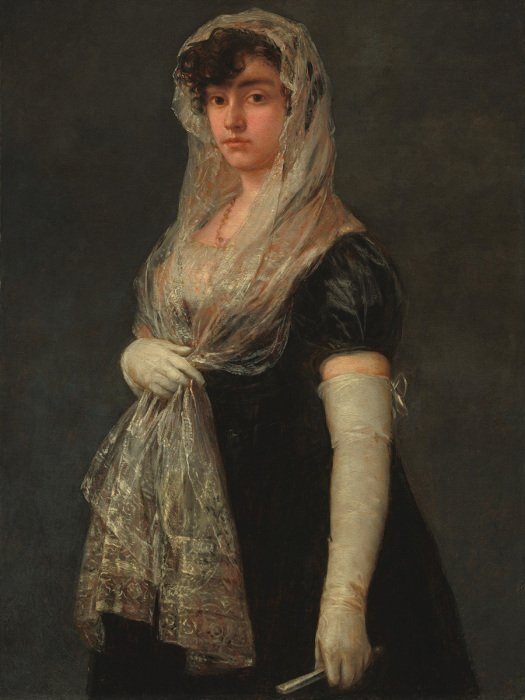 Elegante frau mit spitzenschleier