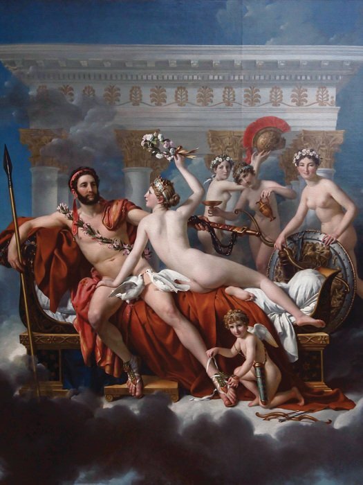 Mythologische szene mit mars und venus und dem gefolge der grazien