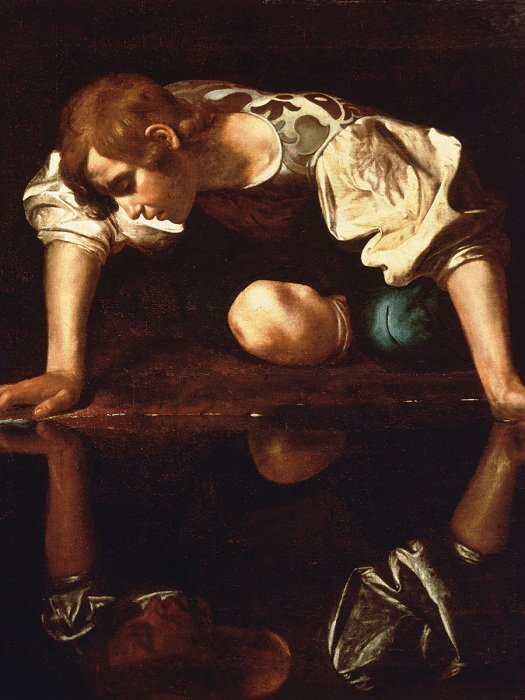 Reproduktion von narziss von caravaggio