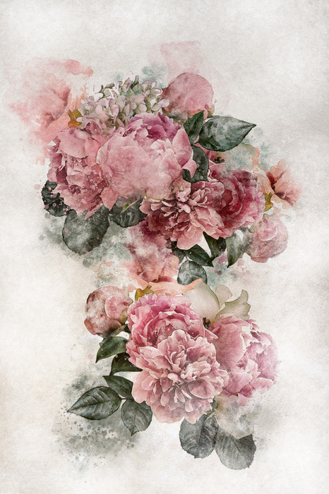 Ein malerischer strauß rosa pfingstrosen