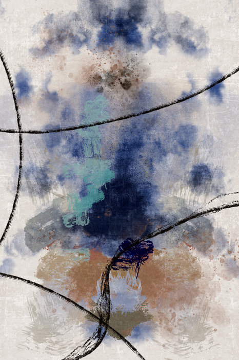 Aquarellflecken mit schwarzen linien