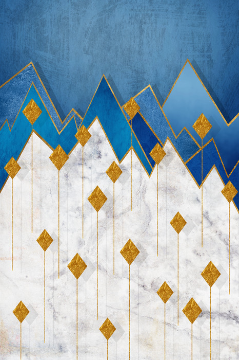 Blaue berge vor marmorhintergrund