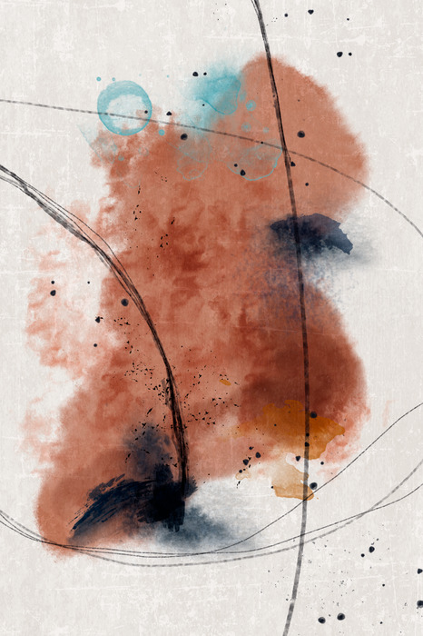 Ziegelrote aquarellfarbe mit schwarzen linien