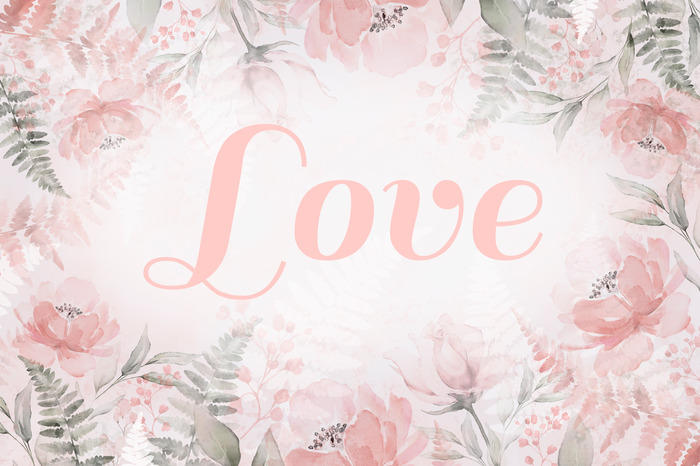 Elegante liebesinschrift in einem floralen rahmen