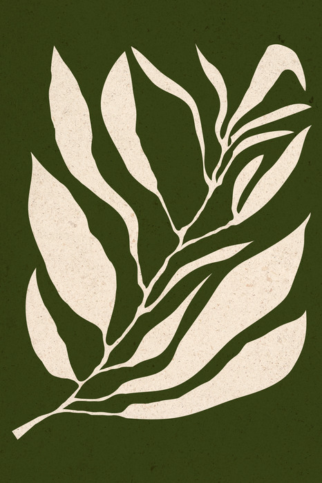 Pflanzenillustration mit cremefarbenem blatt