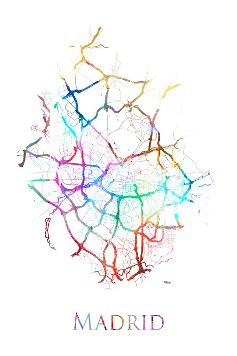 Karte von madrid in bunten farben