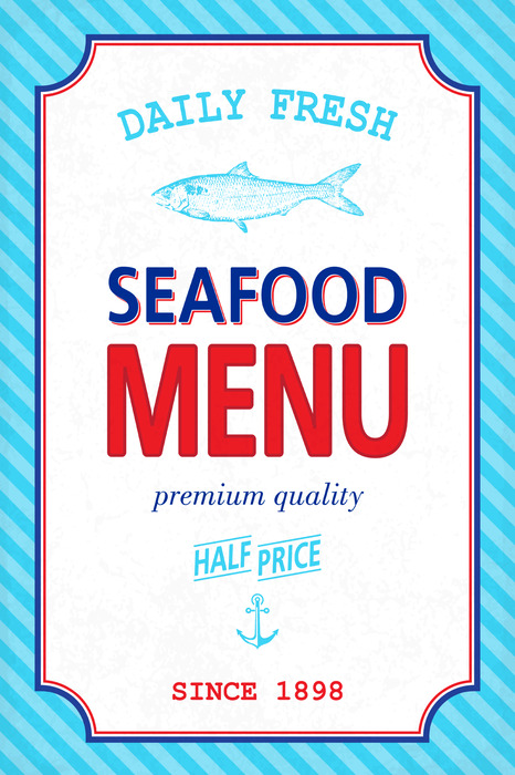 Retro-grafiken für fischmenüs