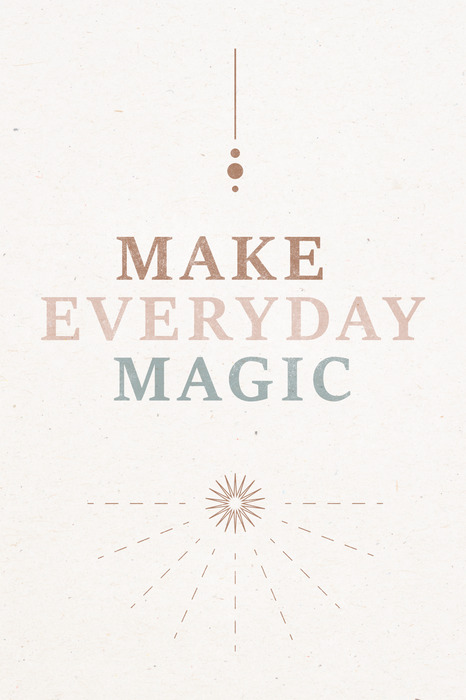 Pastellfarbene typografie mit dem slogan „make everyday magic“ (mach jeden tag magie)