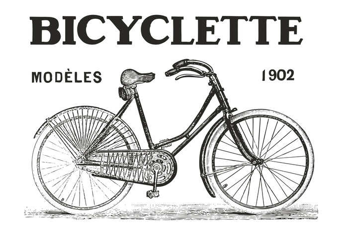 Retro-fahrrad mit aufschriften