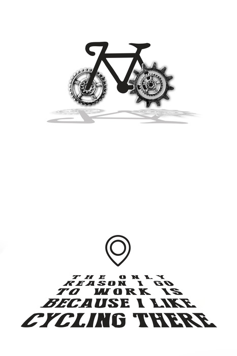 Illustriertes fahrrad und englische inschrift