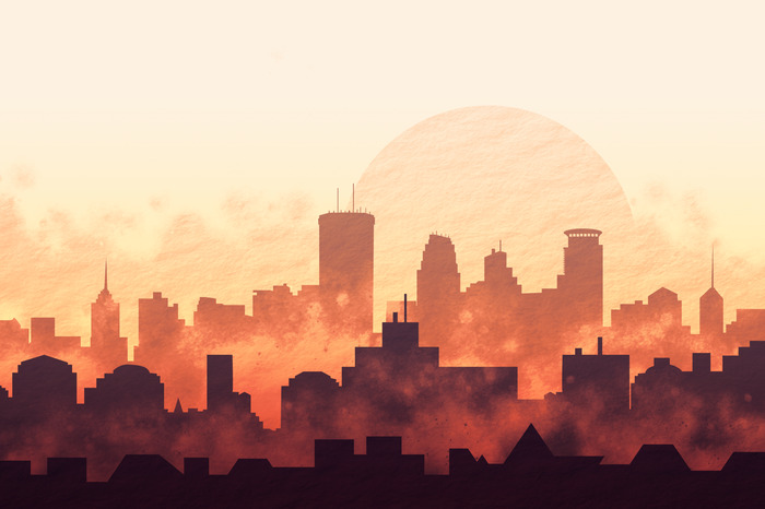 Stadtlandschaft bei sonnenuntergang