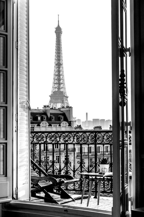 Pariser balkon mit panoramablick auf die stadt