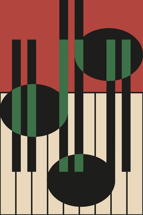 Musikalische illustration mit noten und klavier