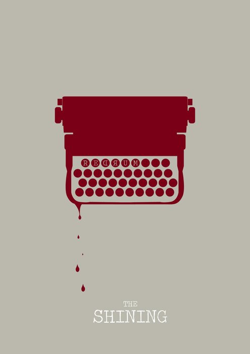 Die inschrift „the shining“ und eine alte schreibmaschine