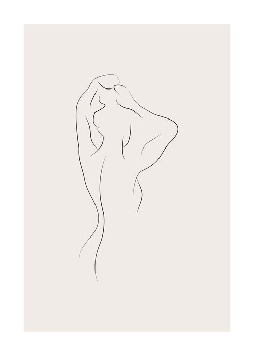 Weibliche silhouette im line-art-stil
