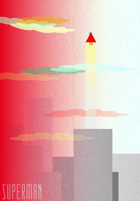 Eine minimalistische farbinterpretation von superman