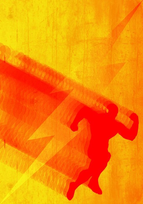 Laufender superheld und blitz