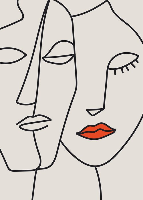 Liebe im line-art-stil porträt