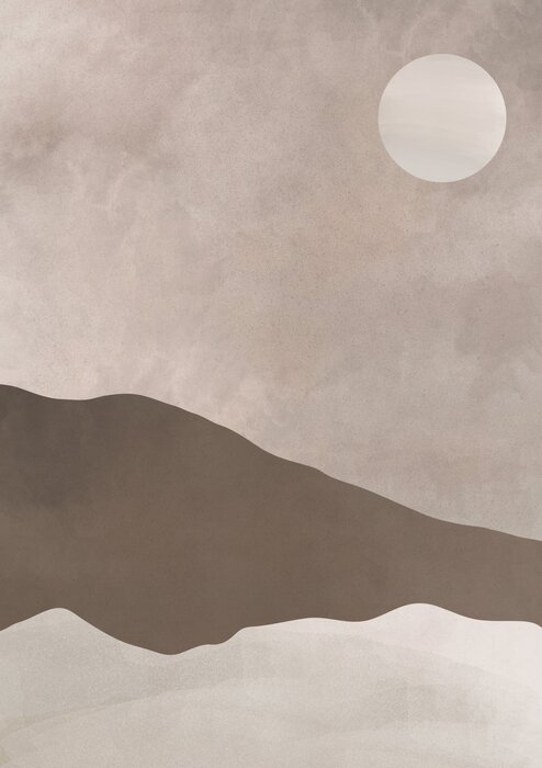 Minimalistische landschaft in monochromen farbtönen