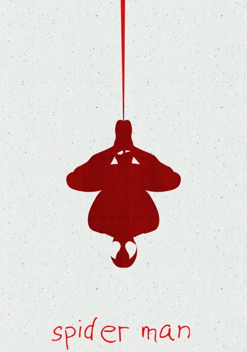 Spider-man-schriftzug und umriss einer roten figur auf hellem hintergrund