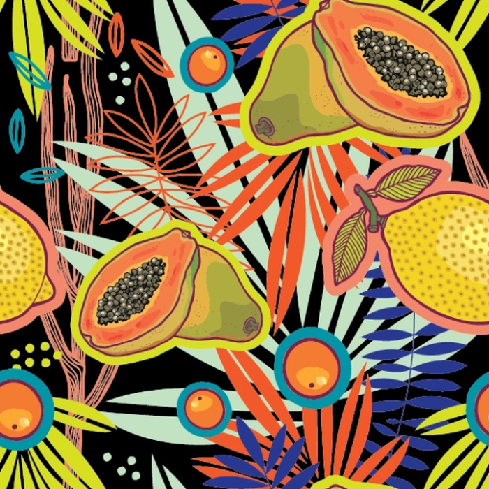 Bild Tropikalny lato ogród przy noc podpis wzorem