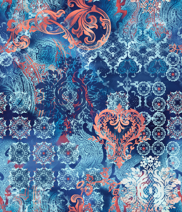 Fototapete Ethnisches blaues Muster